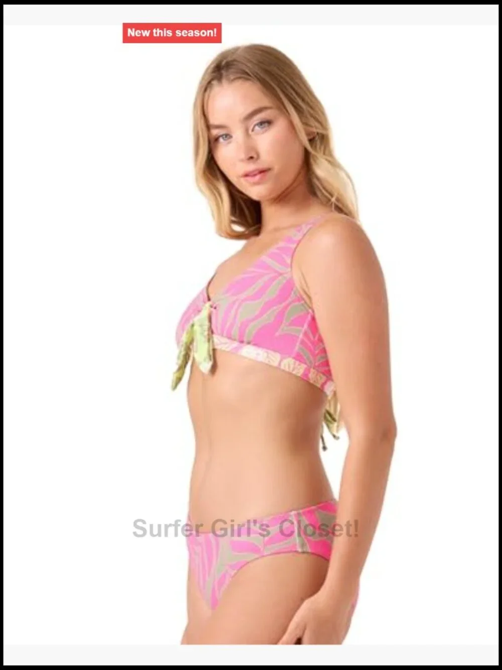 Women's Triangle Bikini Top with Front Tie - UPF 50+, Quick-Dry, Removable
